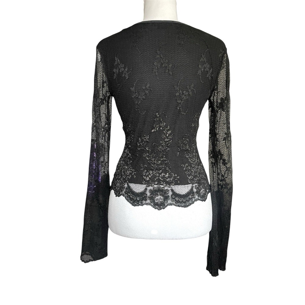 Vintage Ann Ferriday 90s Y2k Black Lace Sheer Top Whimsigoth Fairy Grunge Witchy - Picture 9 of 14